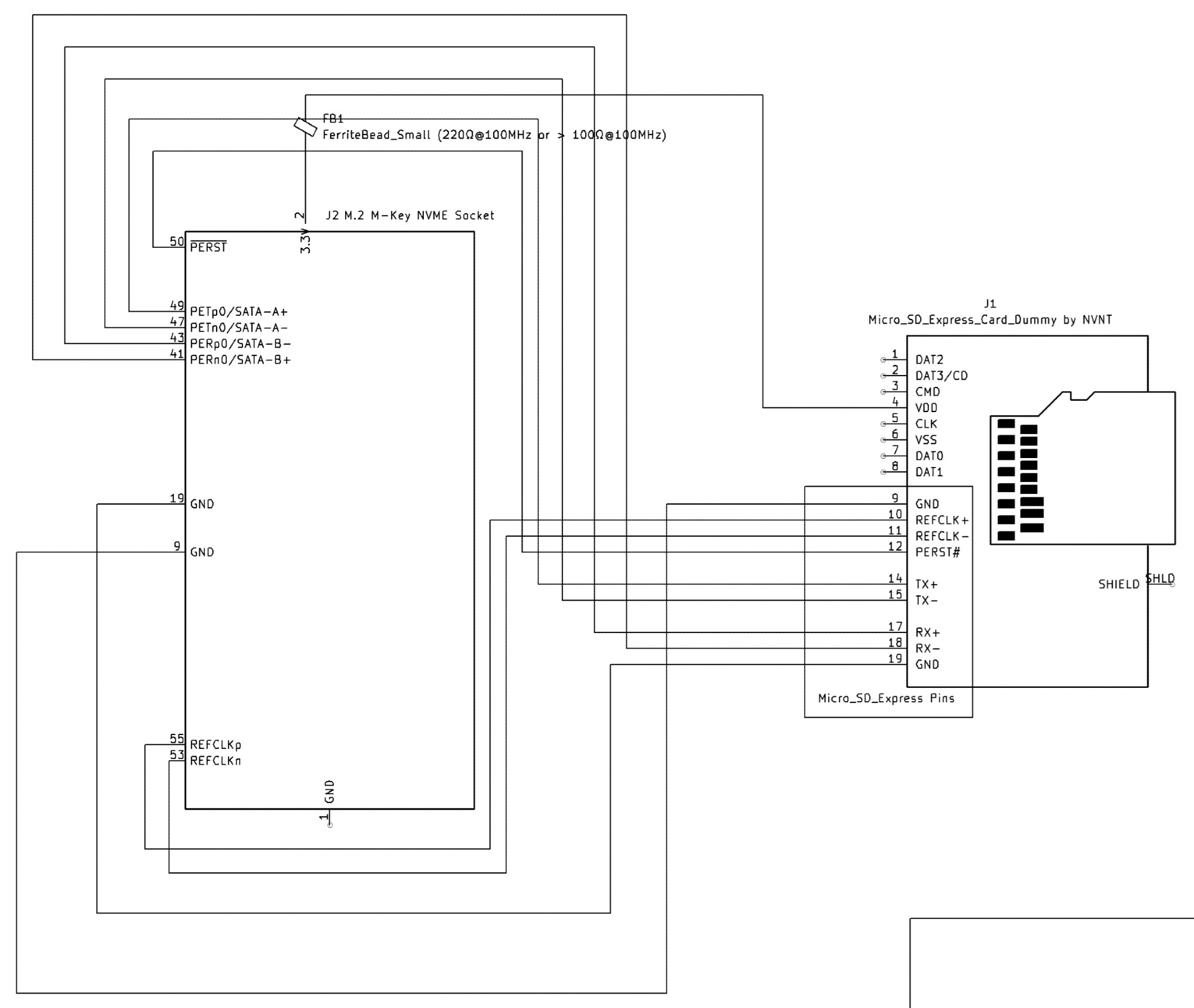 SDEX2M2 (MicroSD Express to M.2) Adapter Project:
Wiring Schematic