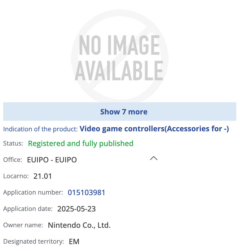 Screenshot of the design registration