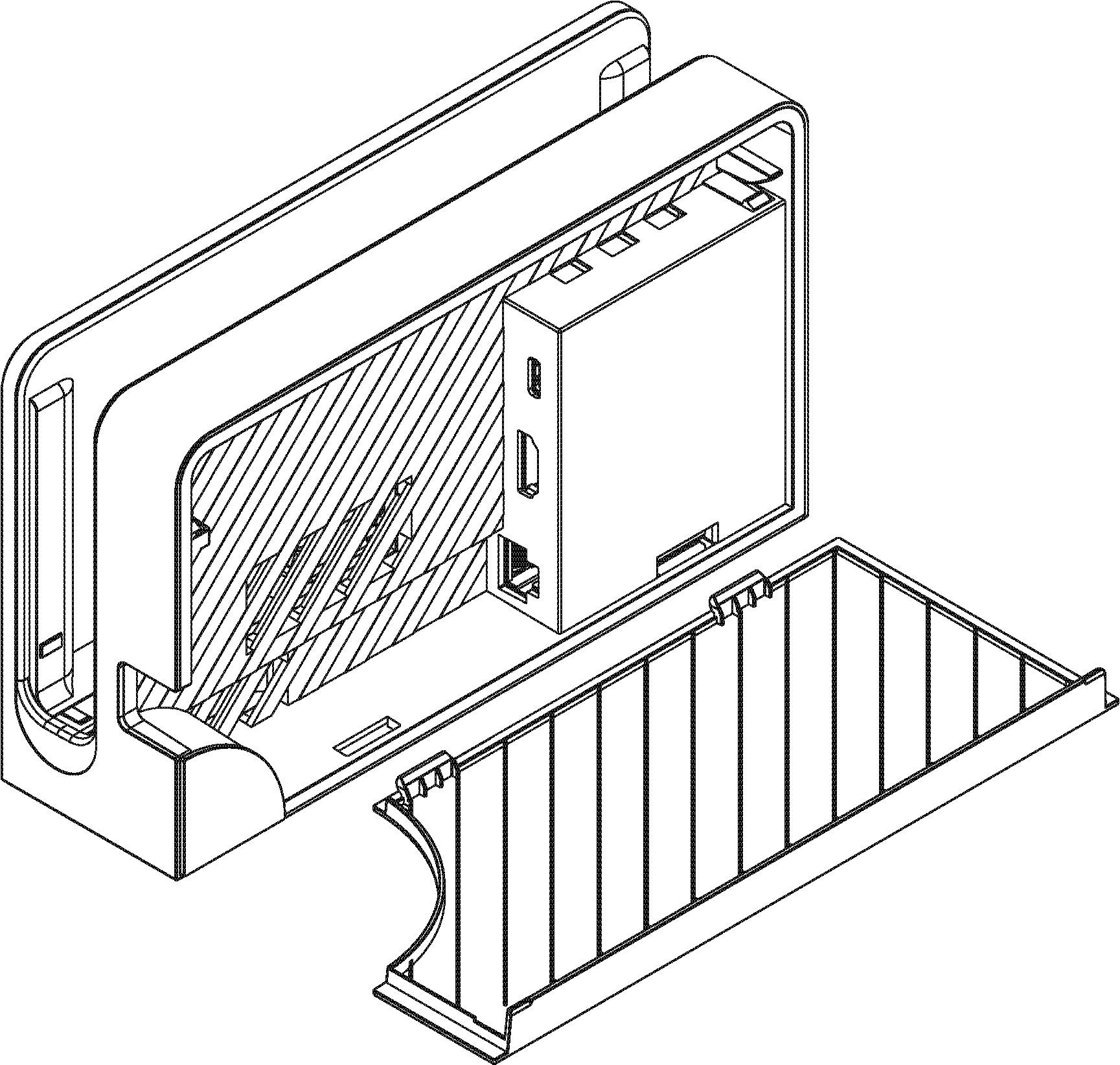 Drawing of Switch OLED Dock with back panel opened