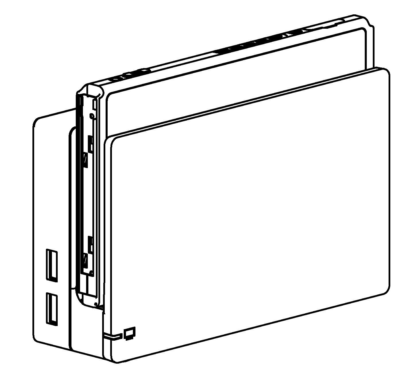 Drawing of Switch 1 Dock with Switch 1 console inserted