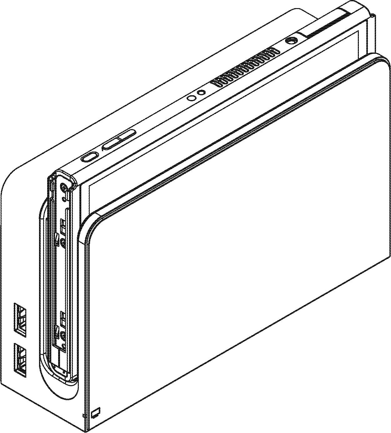 Drawing of Switch OLED Dock with Switch OLED console inserted