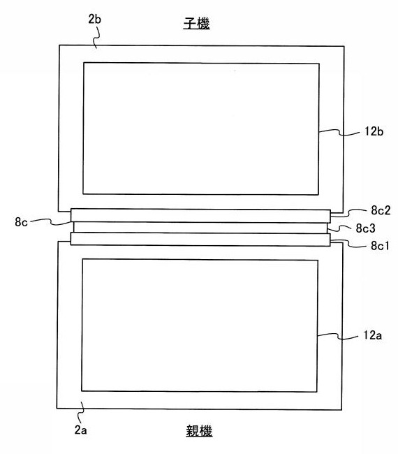 From Patent JP2025120899: 【図10】本体装置２ａおよび２ｂがアタッチメント８ｃにより固定された状態の一例を示す図