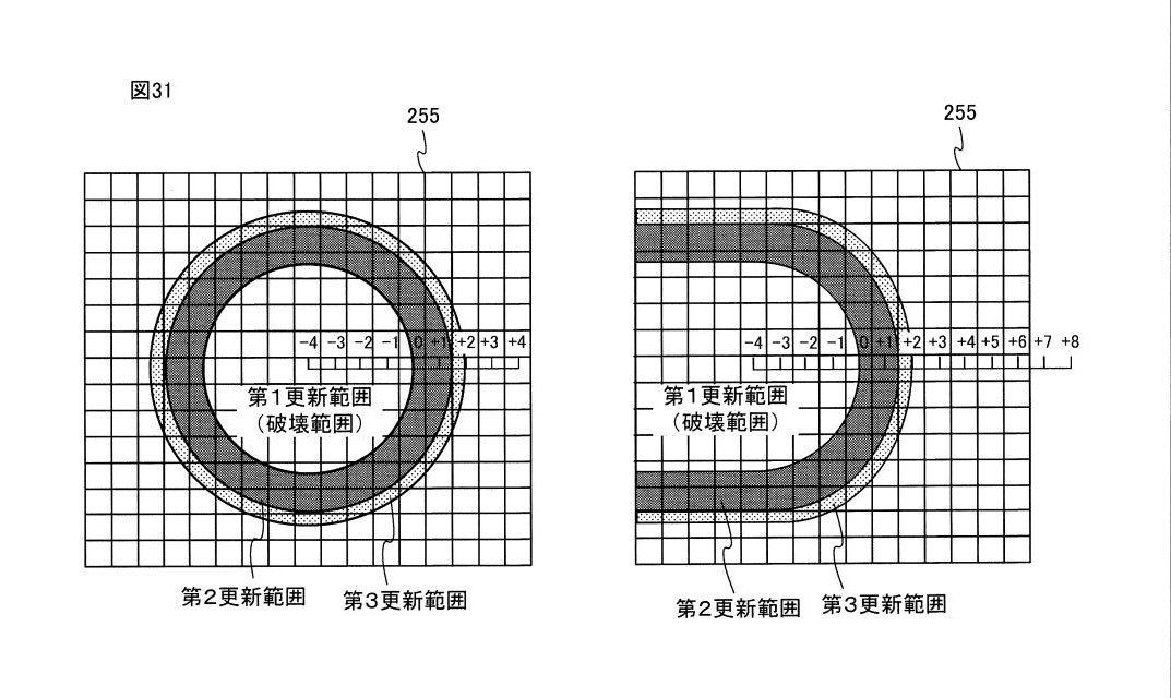Patent JP 2025113128
【図31】プレイヤキャラクタ201がパンチアクションを行うことによって生成される更新範囲の一例を示す図