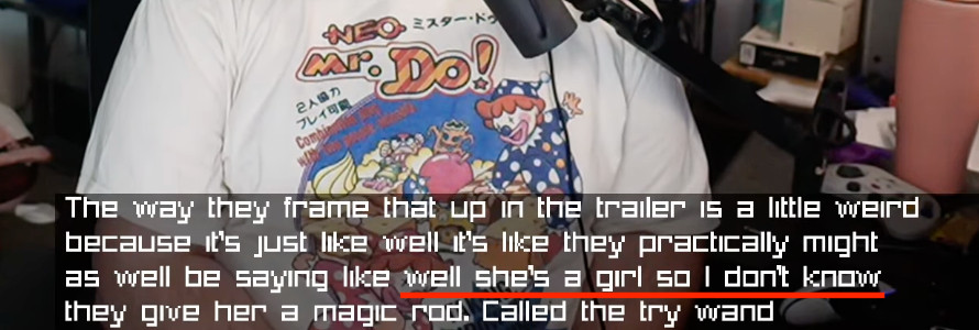 “The way they frame thet up in the traller is a Iittle weird, because it’s just like, well, it’s like they practically might as well be saying like, well she’s a girl so I don’t know. They give her a magic rod.”