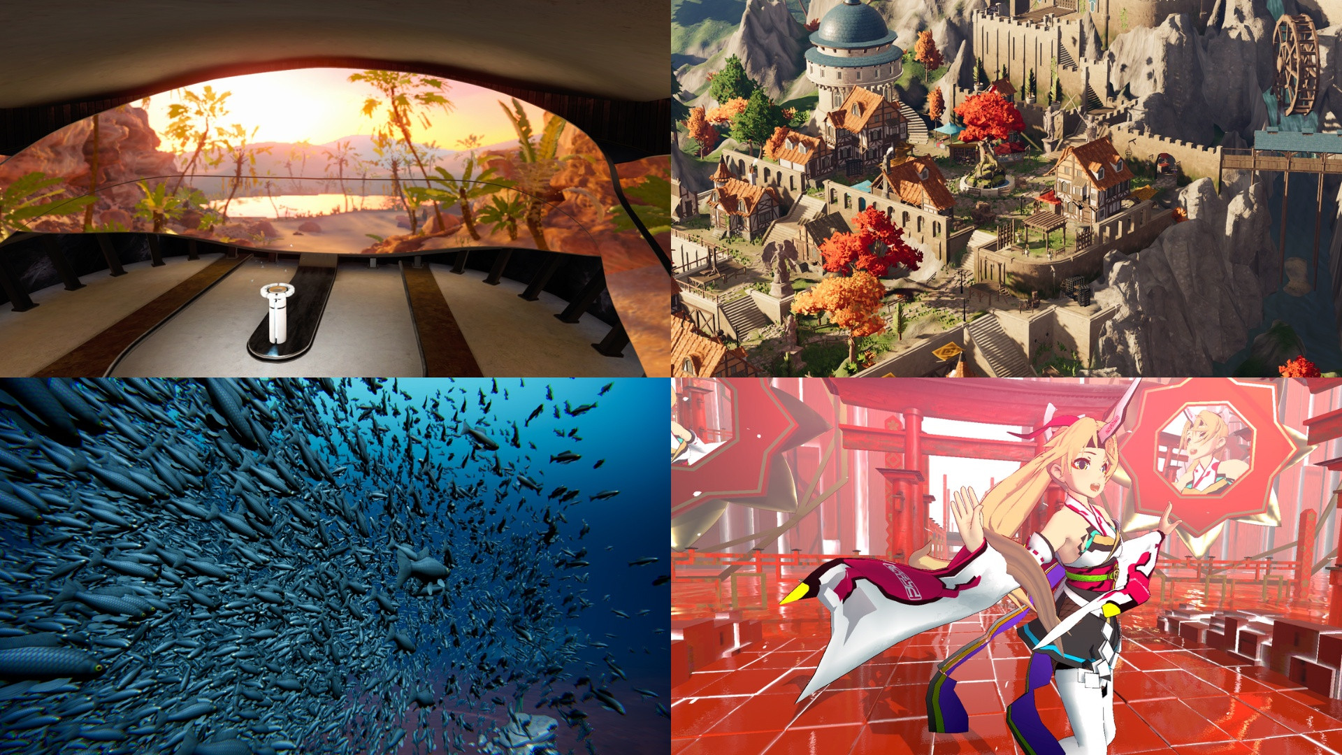 Screenshots of 4 Unity demos for Switch 2 hardware