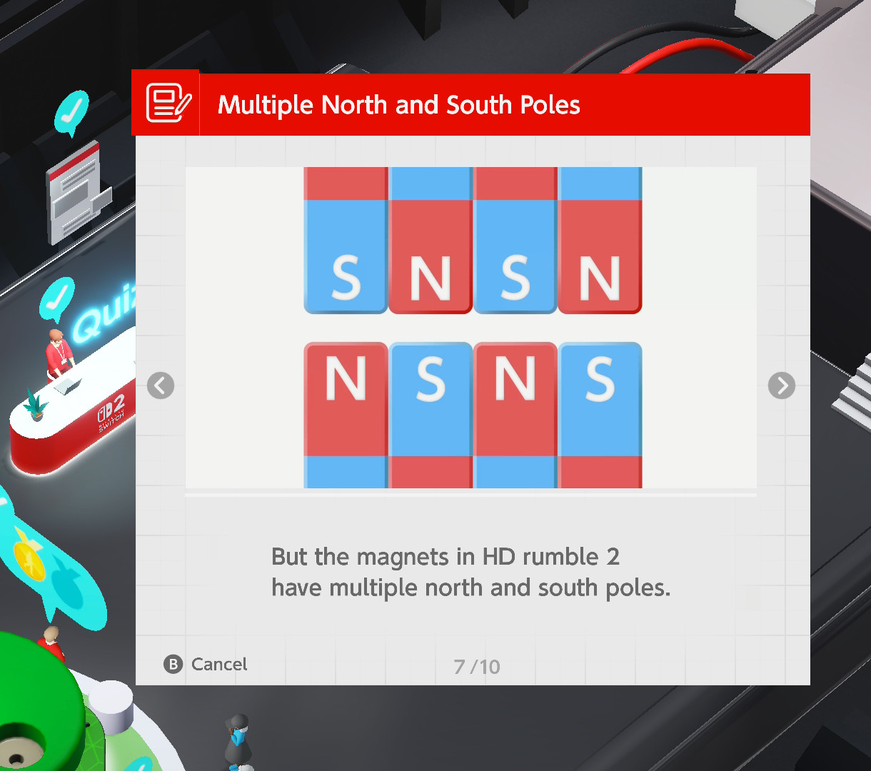 Welcome Tour screenshot: “But the magnets in HD rumble 2 have multiple north and south poles.”