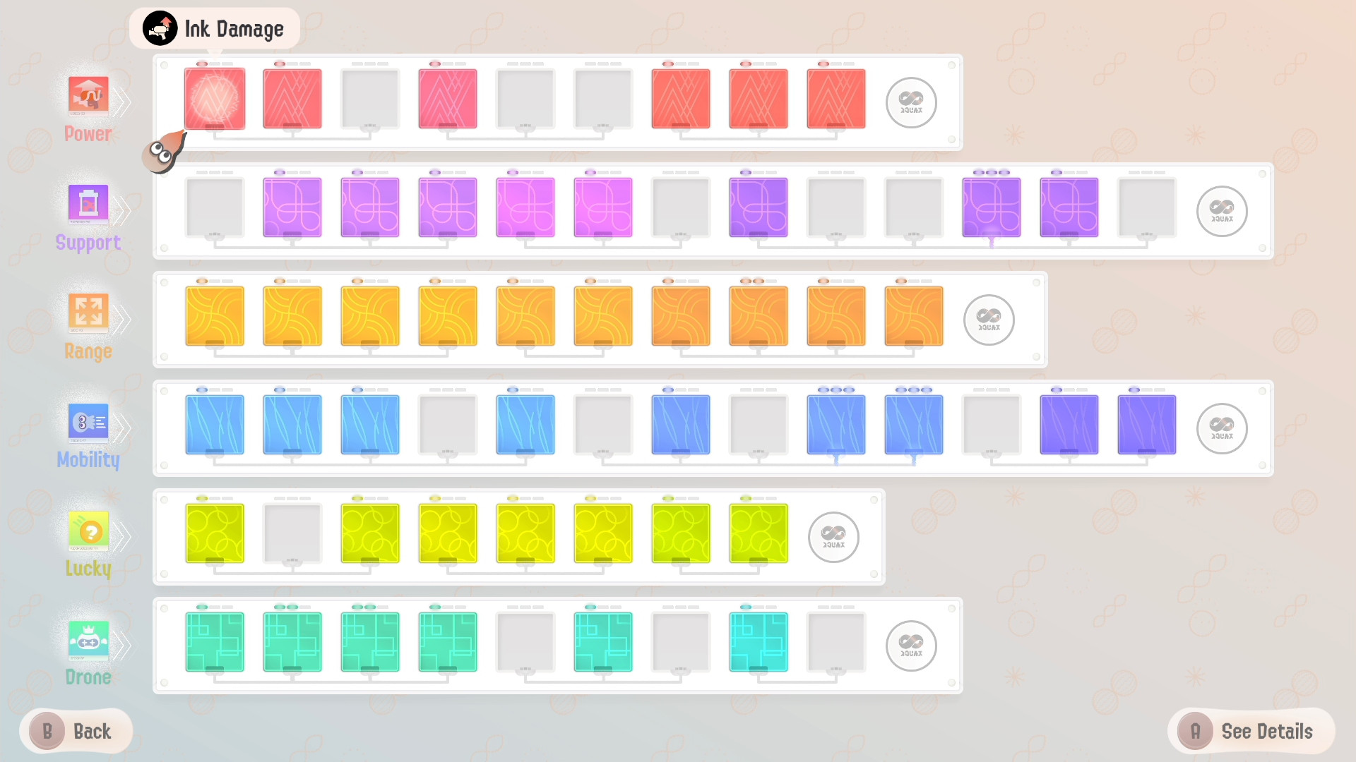 Screenshot of Splatoon 3 Side Order, showing color chips