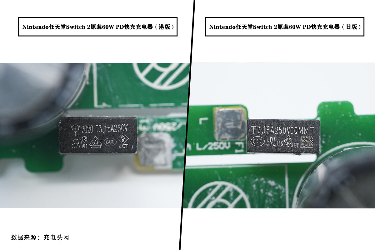 Comparison photo of NGN-001, Type G and Type A versions: the difference of a time-delay fuse