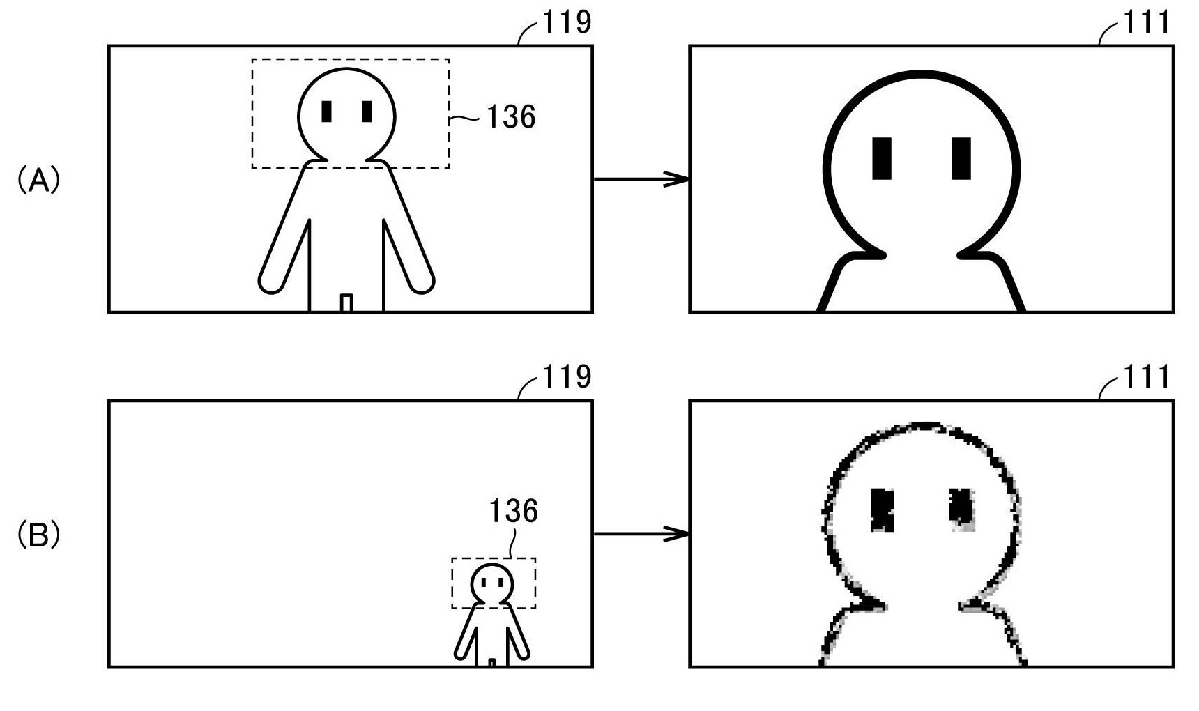 Drawing from patent JP2025162494
【図6】本実施の形態に従うシステムの送信端末における撮像画像データの生成処理の一例を説明するための図である。
(A) and (B)