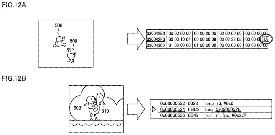 Drawing from patent US 20240173627:
FIGS. 12A and 12B show exemplary illustrative non-limiting drawings illustrating a method of determining a status of accomplishment of an objective based on the embodiment.