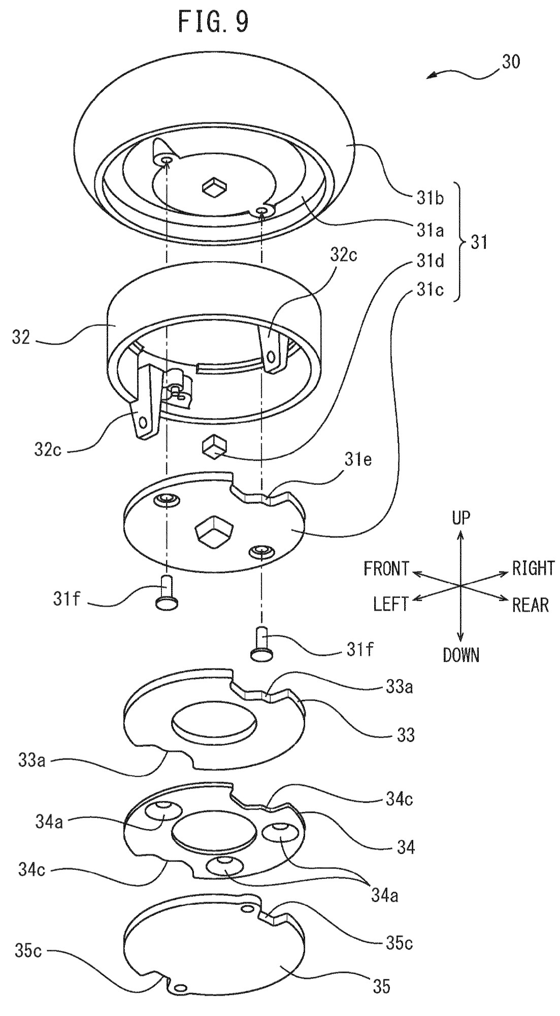 Drawing from patent EP 4687012 A1:
FIG. 9 is an exploded perspective view of the operation assembly.