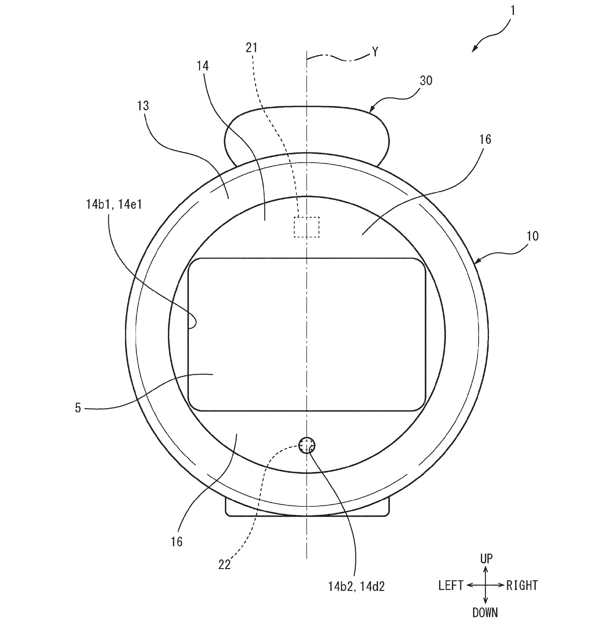 Drawing from patent EP4687012A1:
FIG. 3 is a front view of the stationary device.