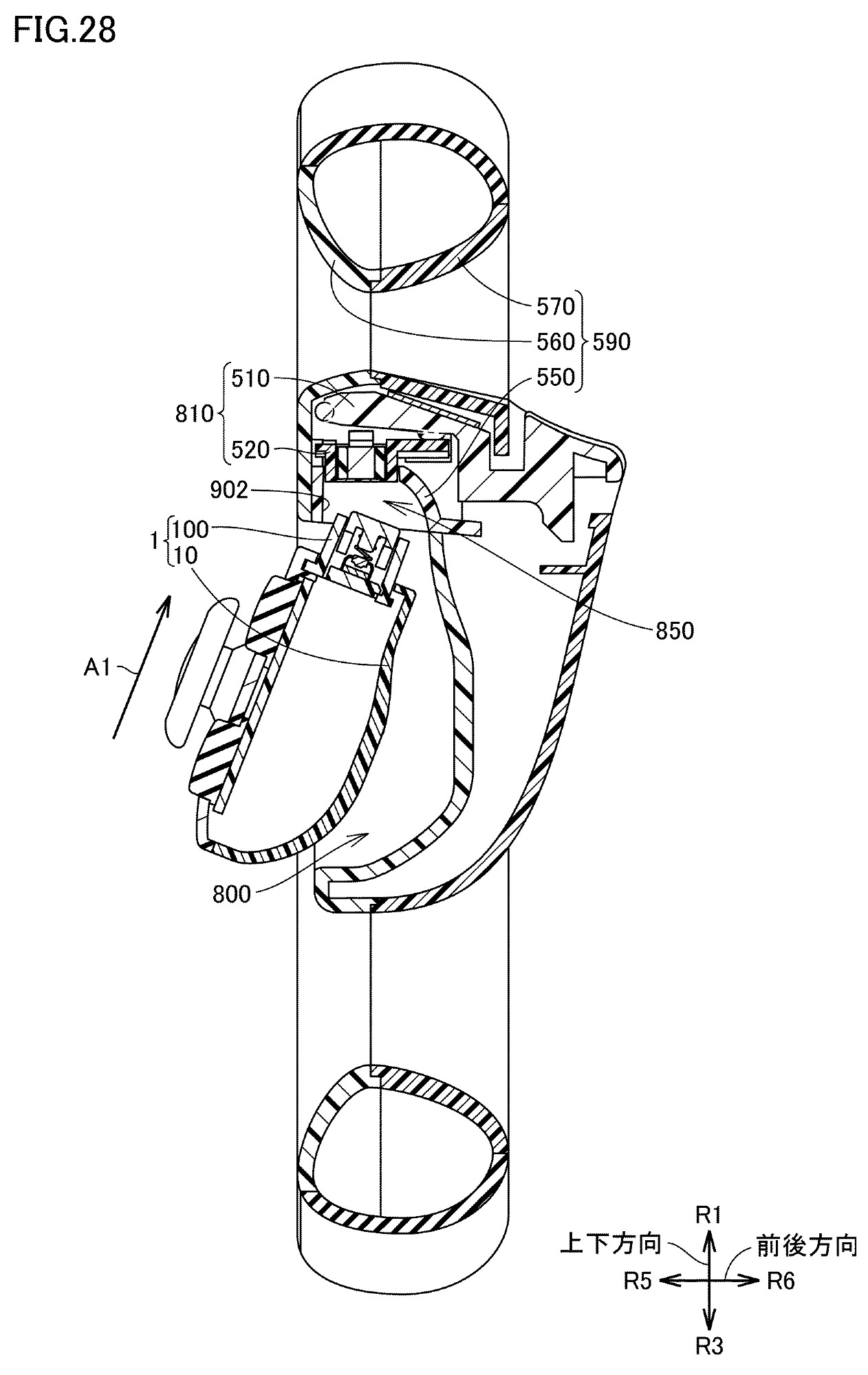 Drawing from patent WO 2026028404:
[図28]第１コントローラを装置に装着する状态を示す断面模式図である。