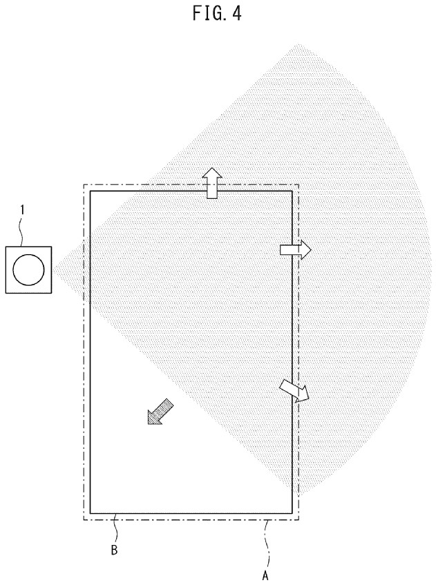 Drawing from patent EP 4682849:
FIG. 4 is a view schematically showing a detection range of a non-contact sensor when a sound playback device is placed next to a bed on which a user sleeps.