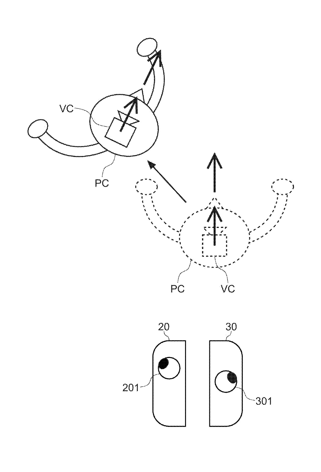Drawing from patent US 20260061318:
FIG. 3C illustrates the control of the player character in the first mode of the embodiment