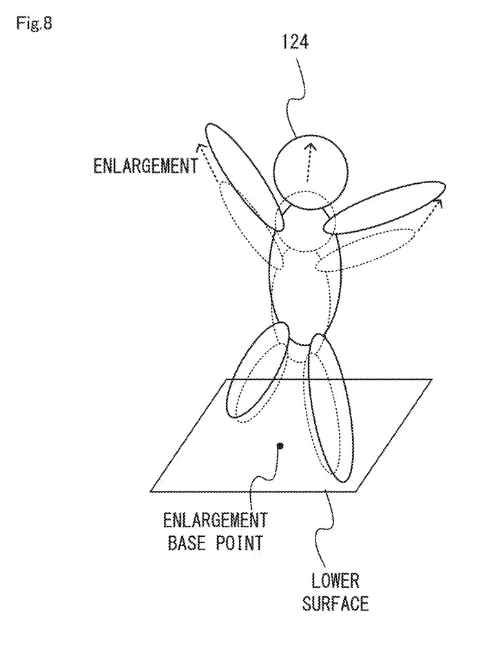 Drawing from patent US 20260042006:
FIG. 8 shows an example of a method for enlarging an object