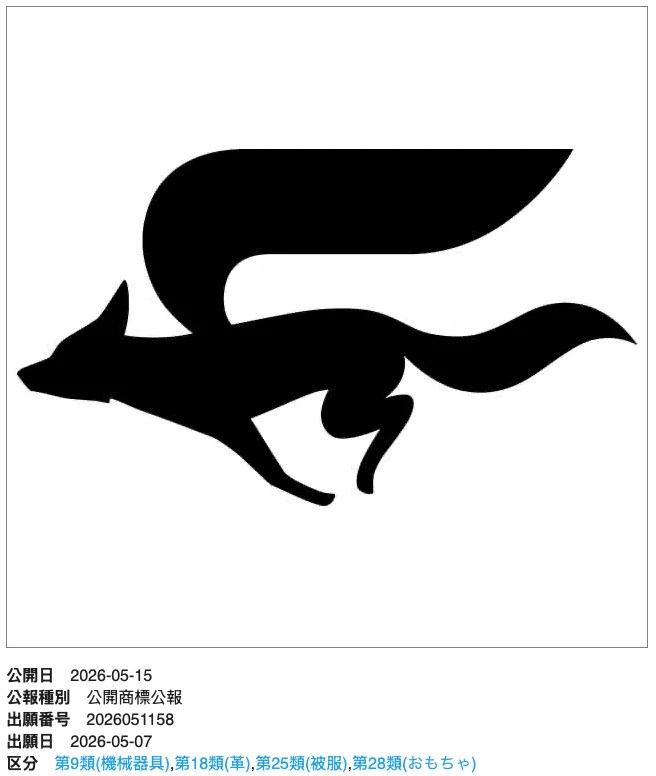 Screenshot of trademark application 2026051158, showing the graphical Star Fox logo (design mark)