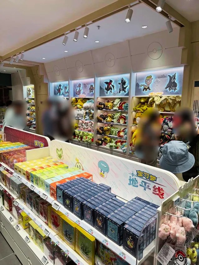 Photo of product shelves inside a Pokémon TCG Official Gym