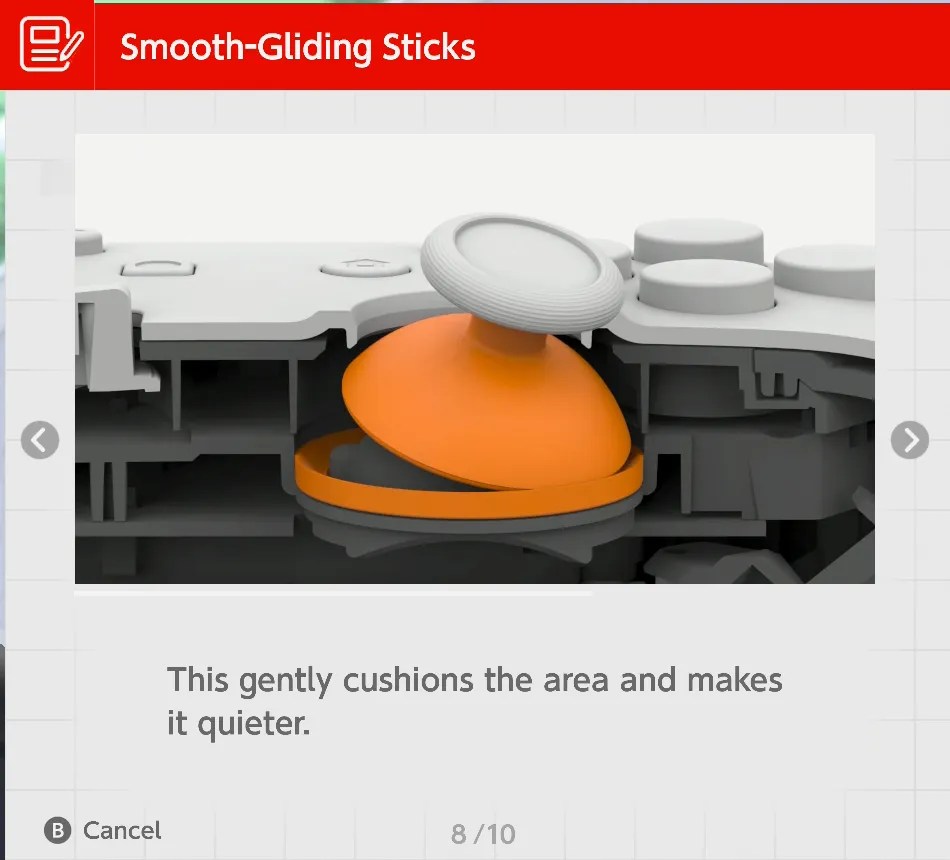 Screenshot of Welcome Tour: Smooth-Gliding Sticks This gently cushions the area and makes it quieter.