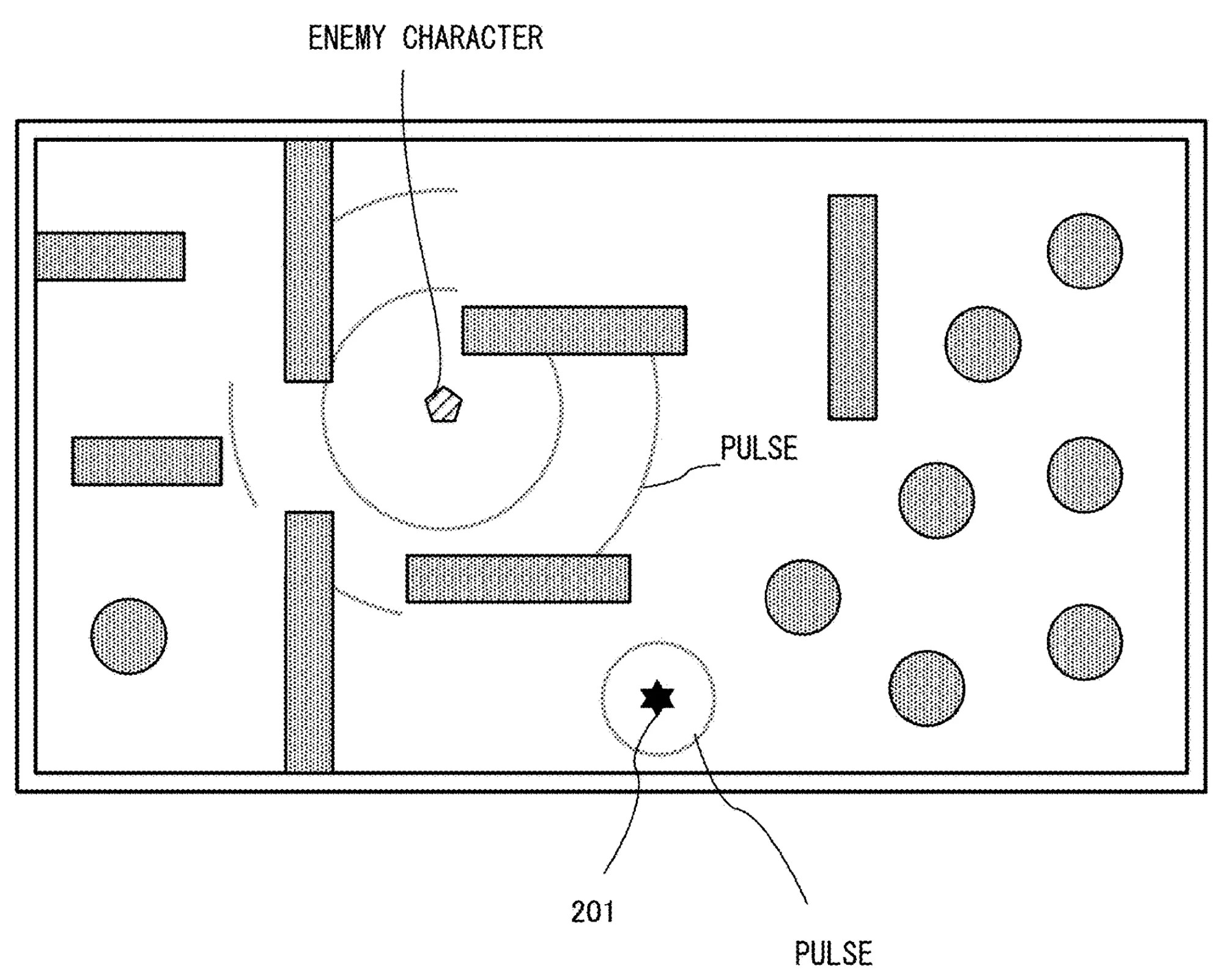 Drawing from patent US 20260145054: FIG. 19 shows a non-limiting example of a game screen in another exemplary embodiment.