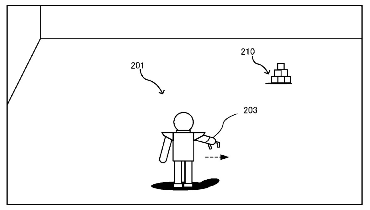 Drawing from patent US 20260145059: FIG. 10 shows a non-limiting example of a game screen in the first exemplary embodiment