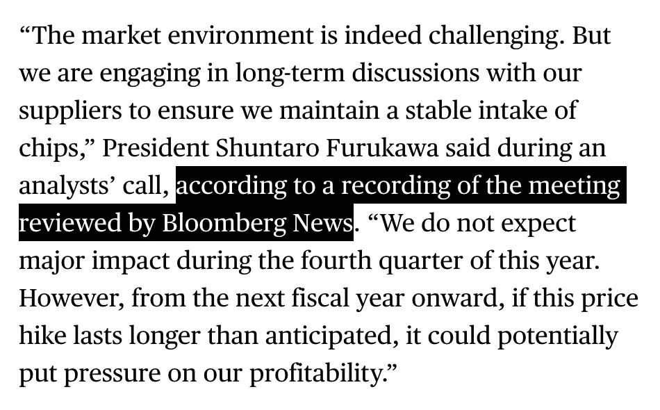 Excerpt from Bloomberg report URL: https://www.bloomberg.com/news/articles/2026-02-03/nintendo-s-profit-disappoints-while-rising-memory-prices-weigh “The market environment is indeed challenging. But we are engaging in long-term discussions with our suppliers to ensure we maintain a stable intake of chips,” President Shuntaro Furukawa said during an analysts’ call, according to a recording of the meeting reviewed by Bloomberg News.