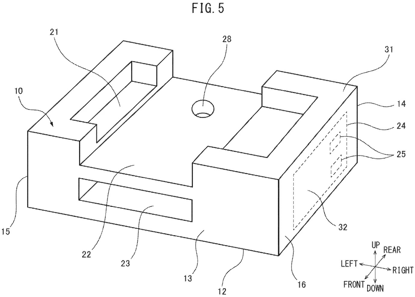 Drawing from patent application US 20260250059: FIG. 5 is a perspective view schematically showing the protective member from which the game device has been removed.