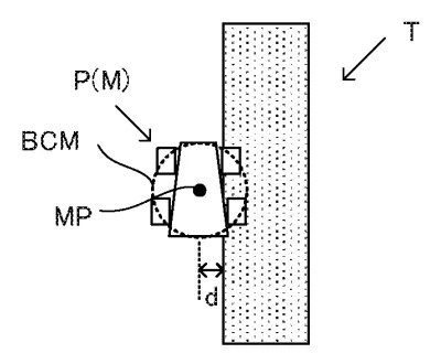 Drawing from patent application US 20260249174: FIG. 11B is an example non-limiting diagram of the player object P and the second vibration source T when viewed from above in the virtual space and is an example non-limiting diagram showing an example of the state where a part of the right side of the player object P overlaps the second vibration source T