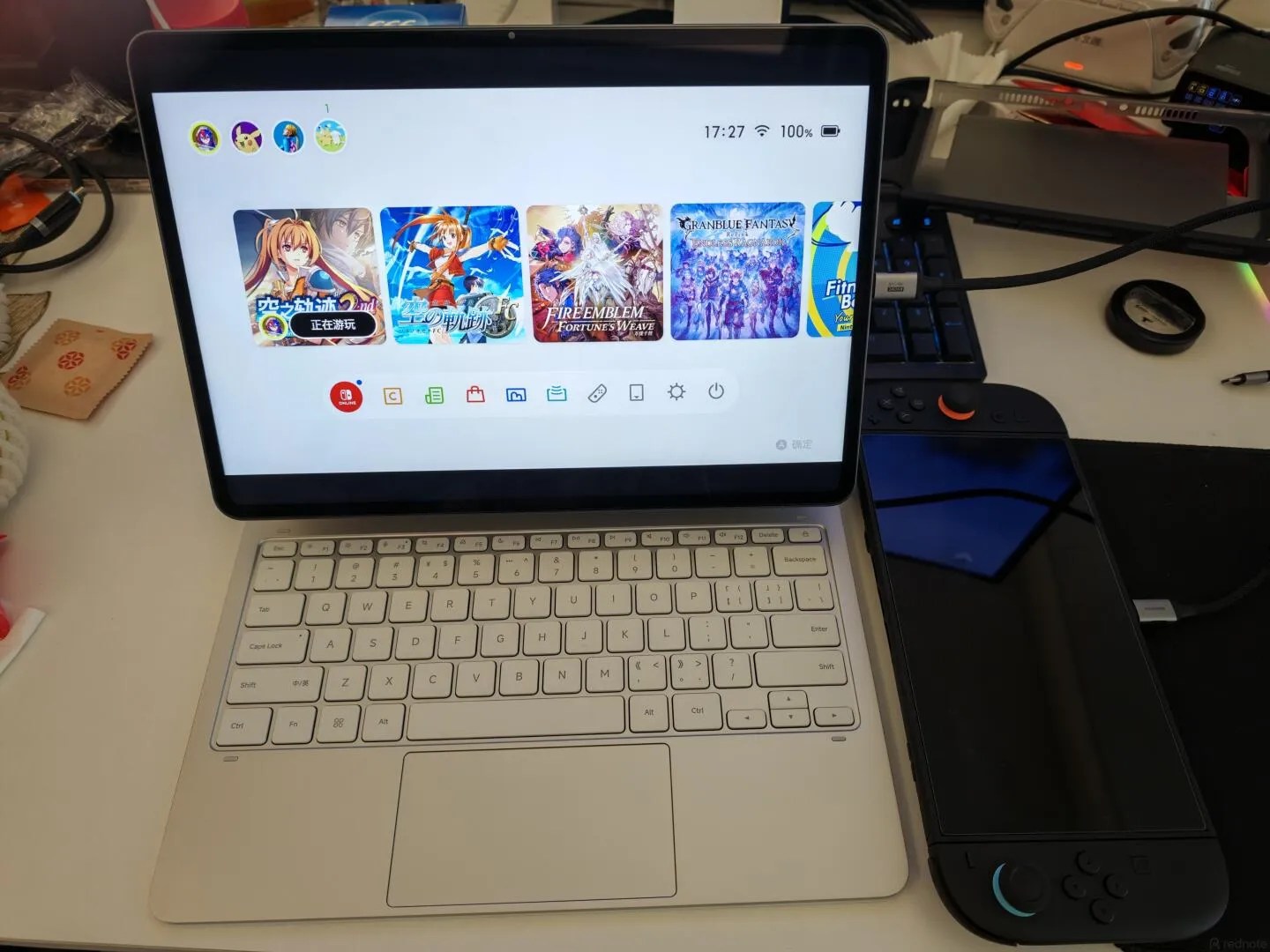 Photo of a Xiaomi Pad 9 Pro Max being used as an monitor for a Switch 2; showing the Home Screen Source: http://xhslink.com/o/AjKazxjQxdc