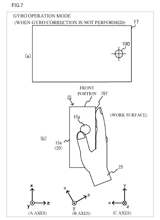 Drawing from patent publication US 20260288257: FIG. 7 illustrates a non-limiting example of a case in which gyro correction is not performed in the first example according to the exemplary embodiment