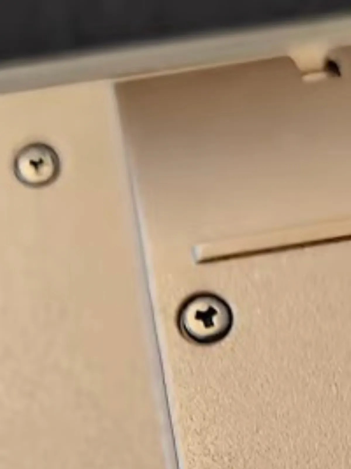 Same photo as the above, but cropped and enlarged to focus on two screws on the Dock’s back shell